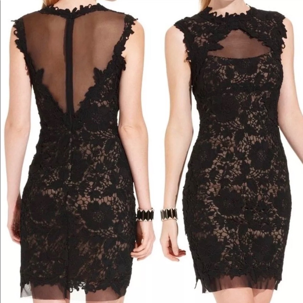 sleeveless lace sheath illusion dress size 14